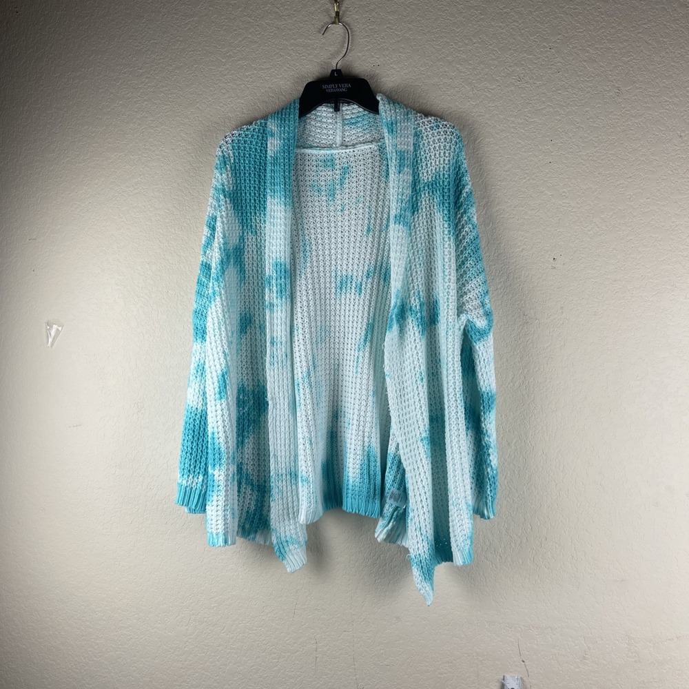 Women's Light Knit Blue & Whit Cardigan Small Sweater.